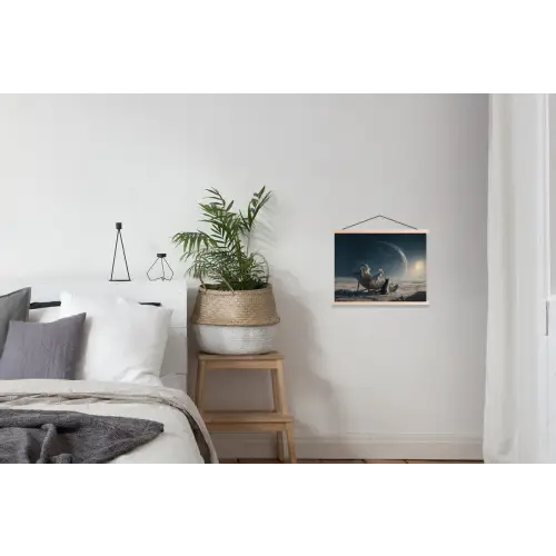 Maan - Kat - Astronaut - Ruimte textielposter latten blank klein -woonkamer