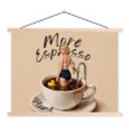 More espresso - Koffie - Eend textielposter latten blank klein -3d