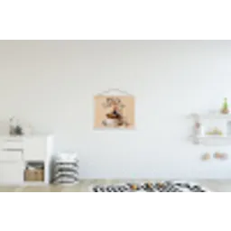 More espresso - Koffie - Eend textielposter latten blank klein -kinderkamer