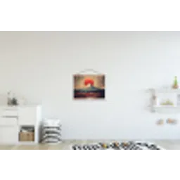 Bergtop - Sneeuw - Zon textielposter latten blank klein -kinderkamer