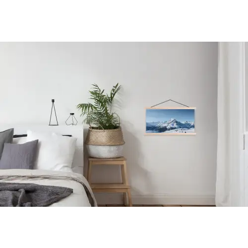 Bergen - Sneeuw - Winter textielposter latten blank klein -woonkamer