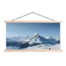 Bergen - Sneeuw - Winter textielposter latten blank klein -3d