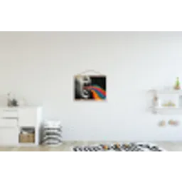 Mond - Golven - Regenboog textielposter latten blank klein -kinderkamer