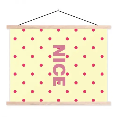 Nice - Stippen - Roze - Geel textielposter latten blank klein -3d