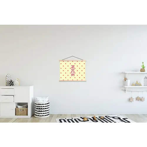 Nice - Stippen - Roze - Geel textielposter latten blank klein -kinderkamer