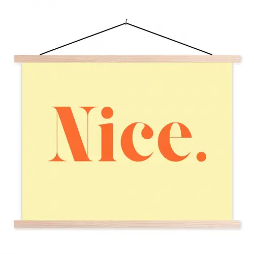 Nice - Oranje - Geel - Minimalistisch textielposter latten blank klein -3d