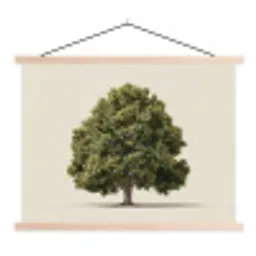 Eikenboom - Groen - Lichte achtergrond textielposter latten blank klein -3d