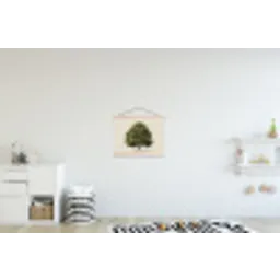 Eikenboom - Groen - Lichte achtergrond textielposter latten blank klein -kinderkamer