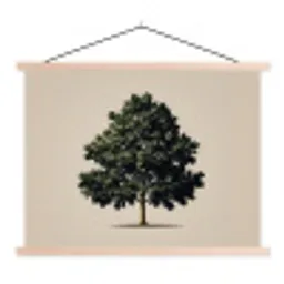 Eikenboom - Schaduw - Egaal textielposter latten blank klein -3d