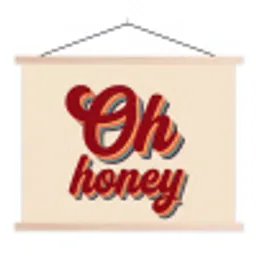 Oh honey - Rood - Schaduw textielposter latten blank klein -3d