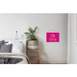 Oh la la - Luipaardprint - Roze textielposter latten blank klein -woonkamer