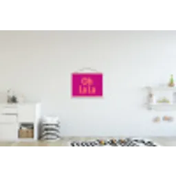 Oh la la - Luipaardprint - Roze textielposter latten blank klein -kinderkamer