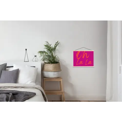 Oh la la - Oranje - Roze textielposter latten blank klein -woonkamer