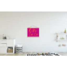 Oh la la - Oranje - Roze textielposter latten blank klein -kinderkamer