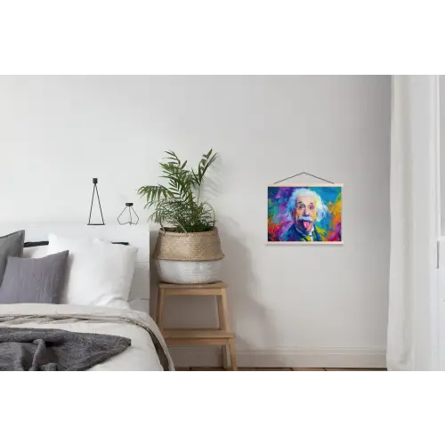 Oude man - Expressief - Kleurrijk textielposter latten blank klein -woonkamer