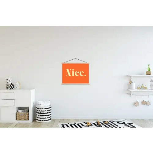Oranje - Gebroken wit - Nice textielposter latten blank klein -kinderkamer