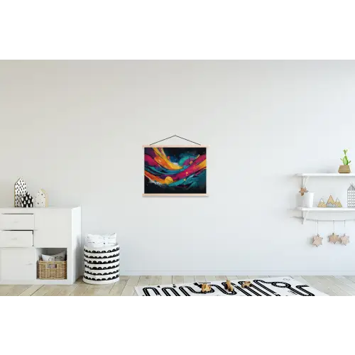 Banen - Golven - Kleurrijk - Abstract textielposter latten blank klein -kinderkamer