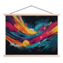 Banen - Golven - Kleurrijk - Abstract textielposter latten blank klein -3d