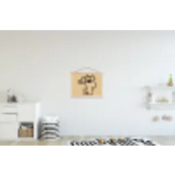 Overlappende profielen - Lichtbruin - Zwart textielposter latten blank klein -kinderkamer