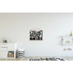 Schilderij - Figuren - Zwart - Abstract textielposter latten blank klein -kinderkamer