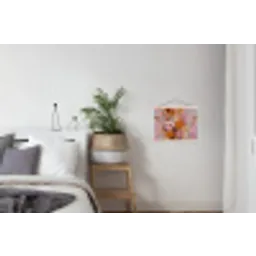 Schilderij - Bloemen - Rustiek - Roze textielposter latten blank klein -woonkamer