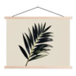 Palmblad - Subtiel - Groen - beige textielposter latten blank klein -3d