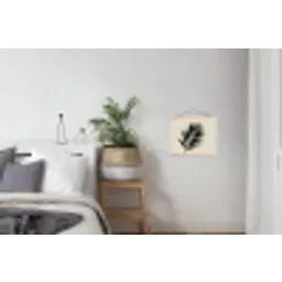 Palmblad - Subtiel - Groen - beige textielposter latten blank klein -woonkamer