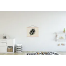 Palmblad - Subtiel - Groen - beige textielposter latten blank klein -kinderkamer