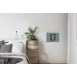 Patroon - Geblok - Blauw - Slow down you're doing fine textielposter latten blank klein -woonkamer