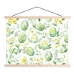 Patroon - Groen - Eieren textielposter latten blank klein -3d
