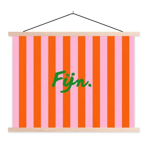 Patroon - Oranje - Fijn - Strepen textielposter latten blank klein -3d