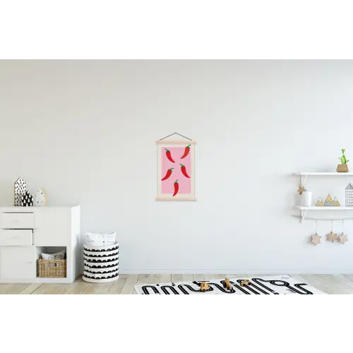 Pepers - Rood - Illustratie textielposter latten blank klein -kinderkamer