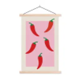 Pepers - Rood - Illustratie textielposter latten blank klein -3d