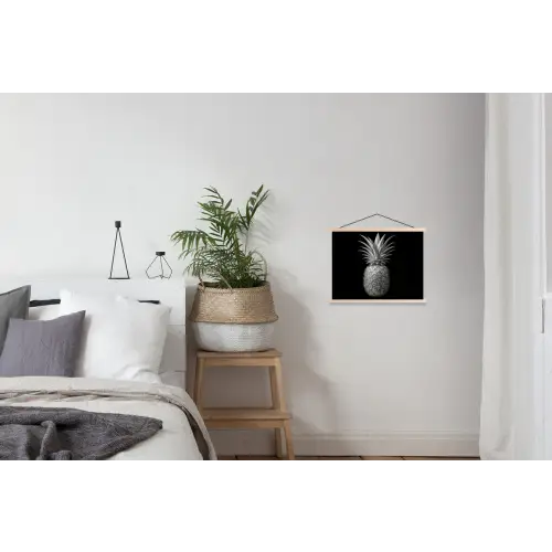 Ananas - Gedetailleerd - Bladeren textielposter latten blank klein -woonkamer