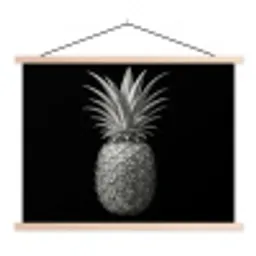 Ananas - Gedetailleerd - Bladeren textielposter latten blank klein -3d