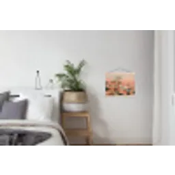 Roze landschap - Palmen - Water textielposter latten blank klein -woonkamer