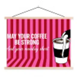 Roze - Strepen - Koffie - Maandag textielposter latten blank klein -3d