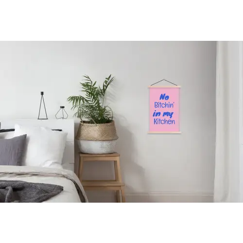Quote - Blauw - Lettertype - Keuken textielposter latten blank klein -woonkamer