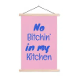 Quote - Blauw - Lettertype - Keuken textielposter latten blank klein -3d