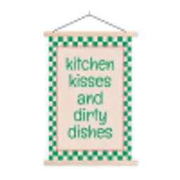Quote - Groen - Geblokt - Keuken textielposter latten blank klein -3d