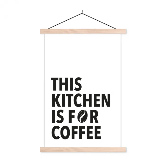 Quotes - Koffie - Bonen - Modern textielposter latten blank klein -3d