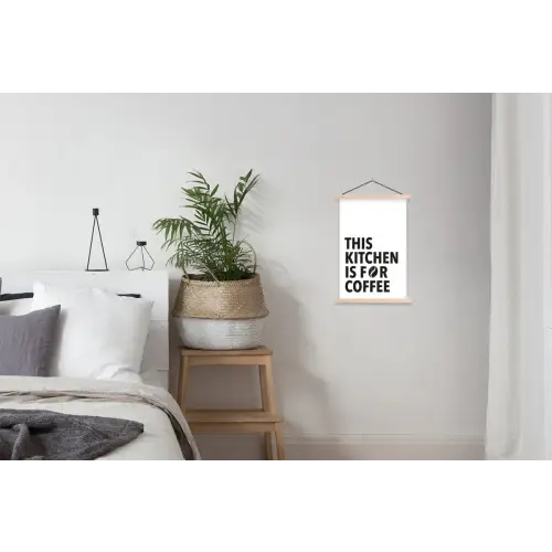 Quotes - Koffie - Bonen - Modern textielposter latten blank klein -woonkamer