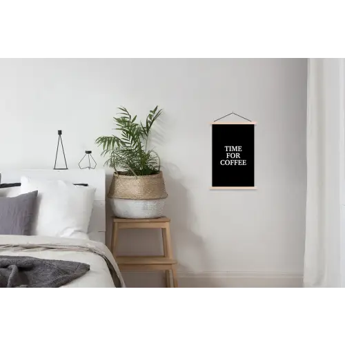 Quotes - Letters - Koffie - Zwart textielposter latten blank klein -woonkamer