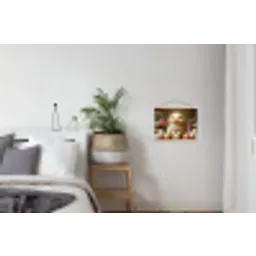 Konijn - Paaseieren - Stilleven textielposter latten blank klein -woonkamer
