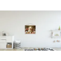 Konijn - Paaseieren - Stilleven textielposter latten blank klein -kinderkamer