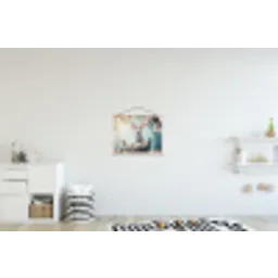Konijn - Eieren - Mand textielposter latten blank klein -kinderkamer