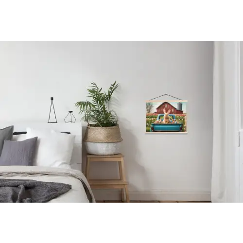 Konijn - Boerderij - Eieren textielposter latten blank klein -woonkamer