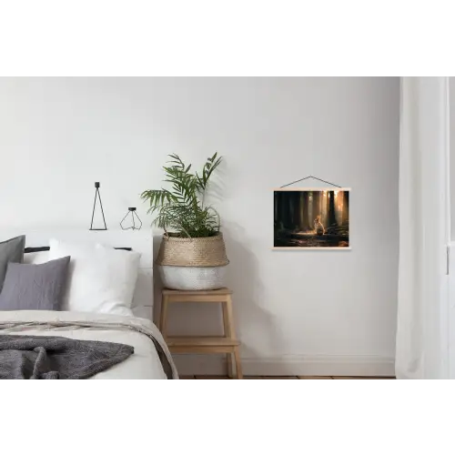 Konijn - Bos - Zonnestralen textielposter latten blank klein -woonkamer
