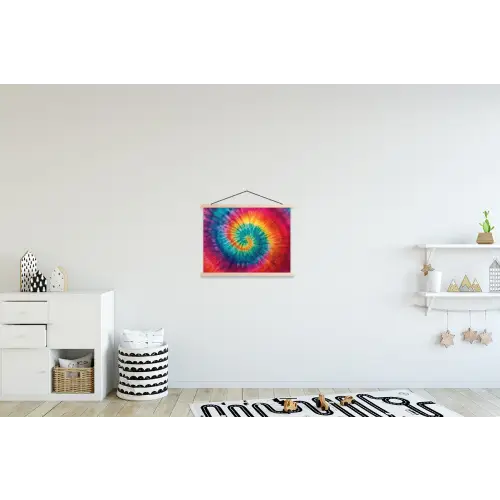 Regenboogkleuren - Tie dye - textielposter latten blank klein -kinderkamer
