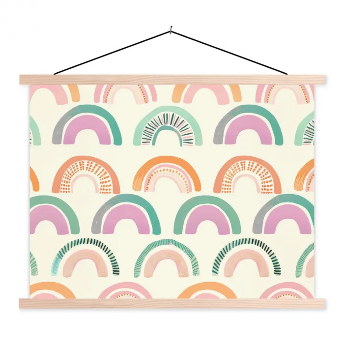 Regenboog - Pastel - Patroon textielposter latten blank klein -3d